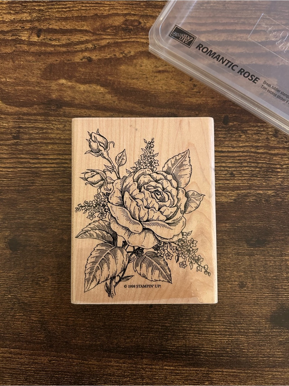 Stampin' Up! “Romantic Rose” 1998 Vintage Wood-Mount Rubber Stamp